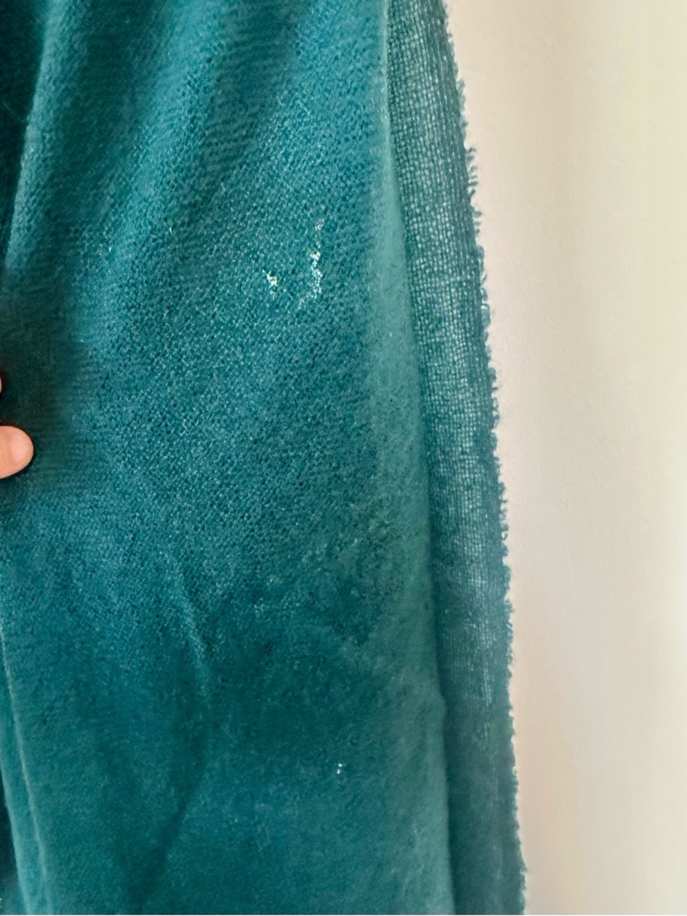 Tory Burch Green Teal and Charcoal Wool Cashmere Blend Scarf - Picture 5 of 7